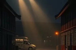 无声暴雨电影封面，撑着黑伞走在积水街道的背影